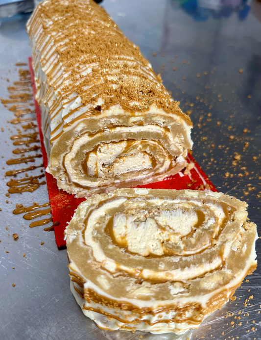 Biscoff Blondie Caramel Yule Log
