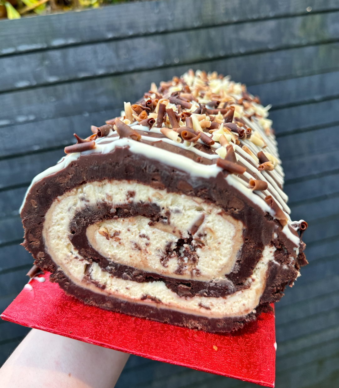 Kinder Brownie Yule Log