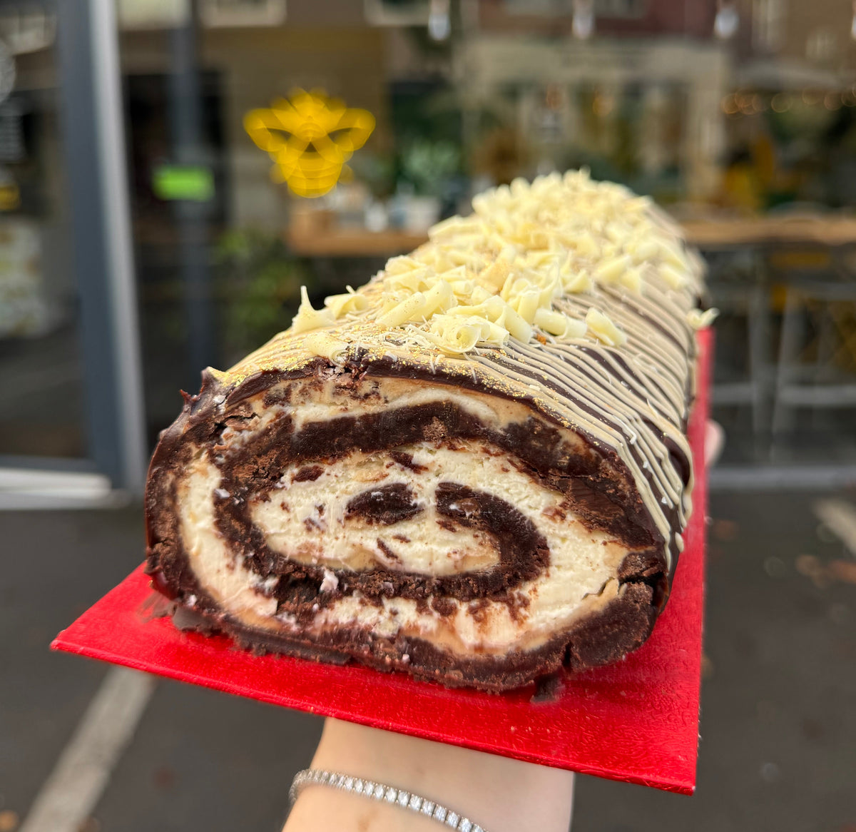 Kinder Brownie Yule Log