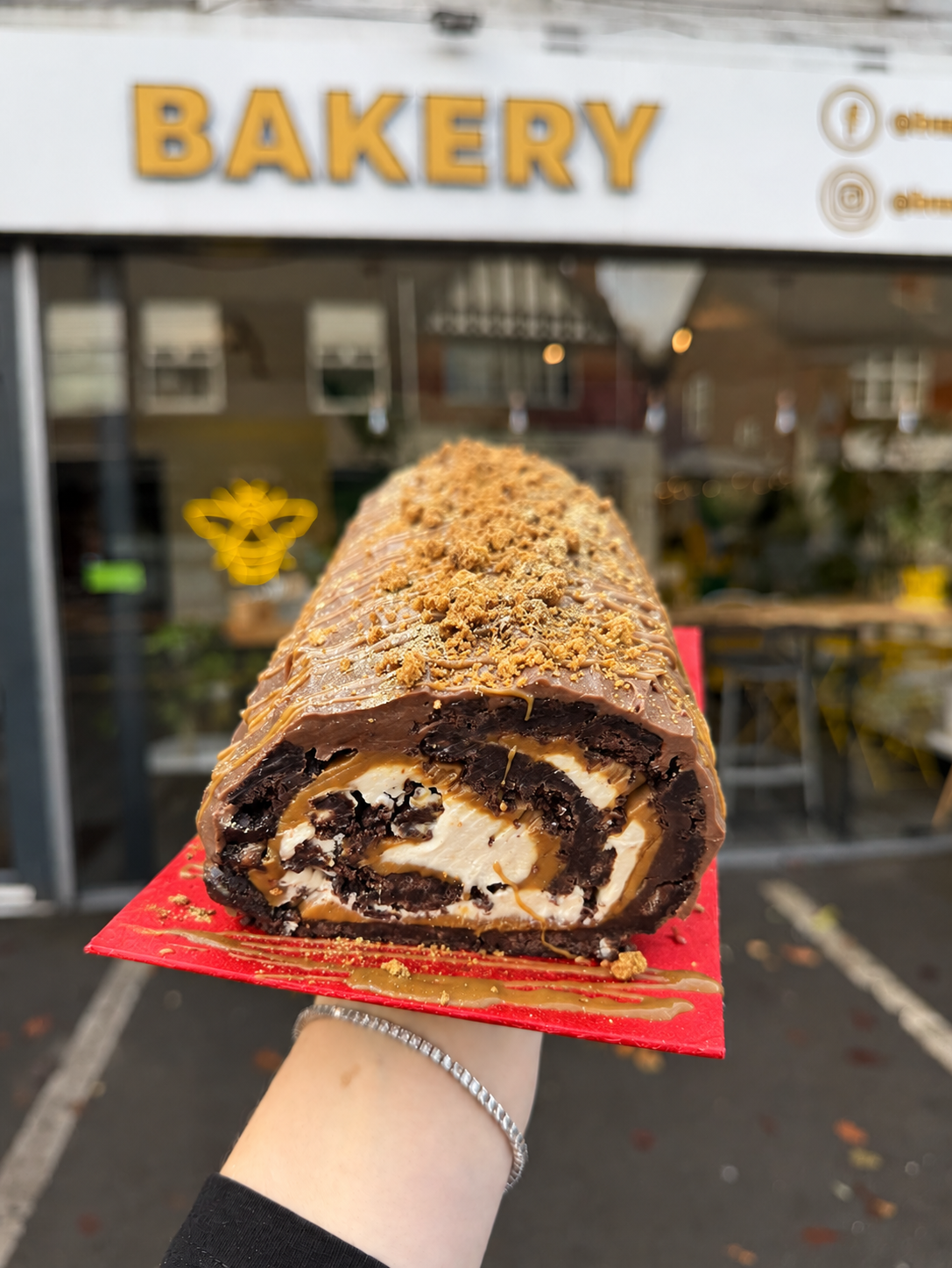 Biscoff Brownie Caramel Yule Log